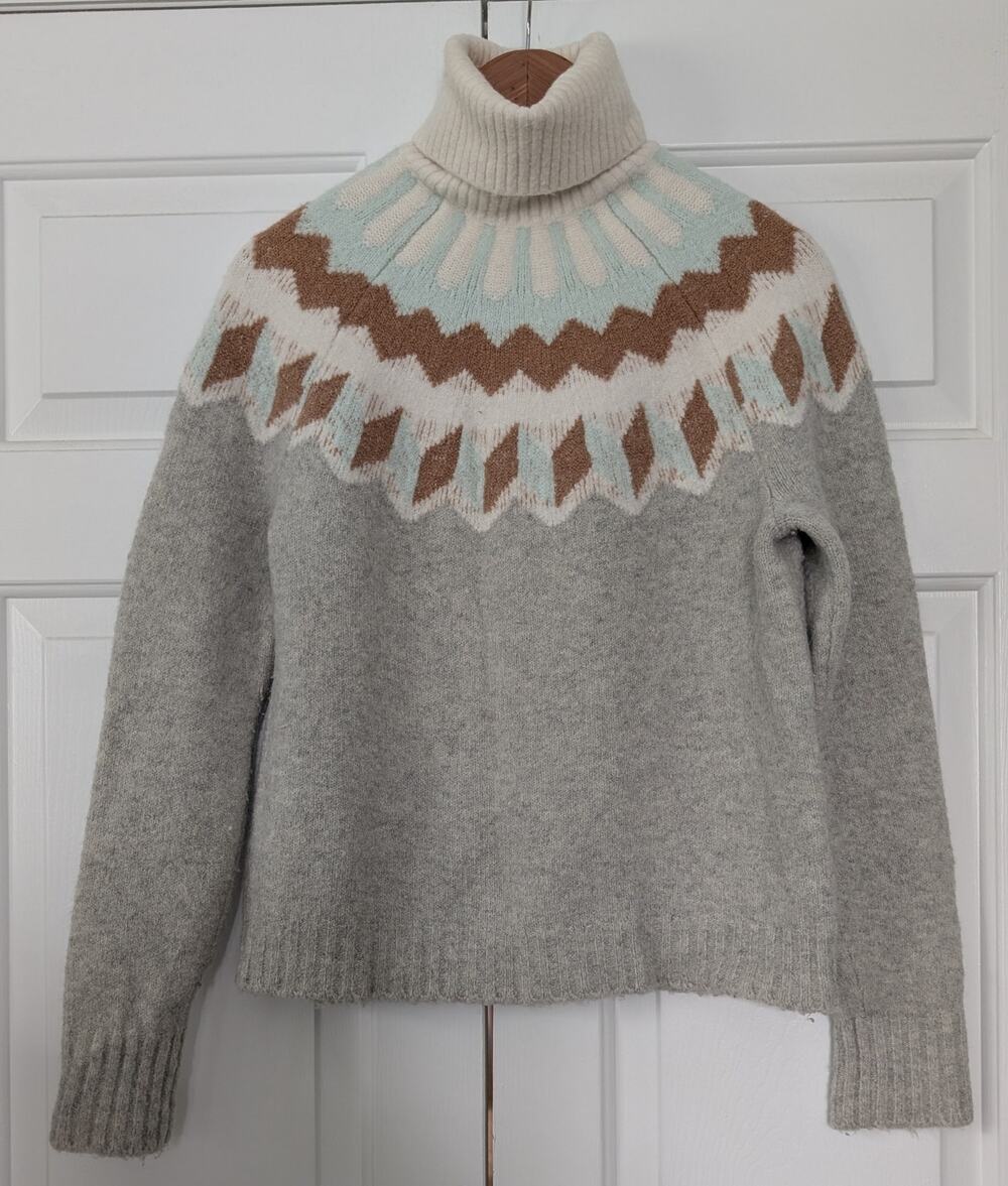 J. Crew Fair Isle Wool Blend Turtleneck Sweater  in Supersoft Yarn